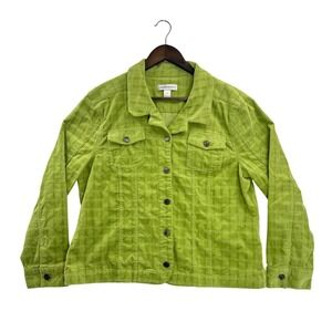 Christopher & Banks Women's Lime Green Textured Grid Jacket XL Casual